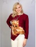 Ladies Cat Printed Knit Fashion Top 